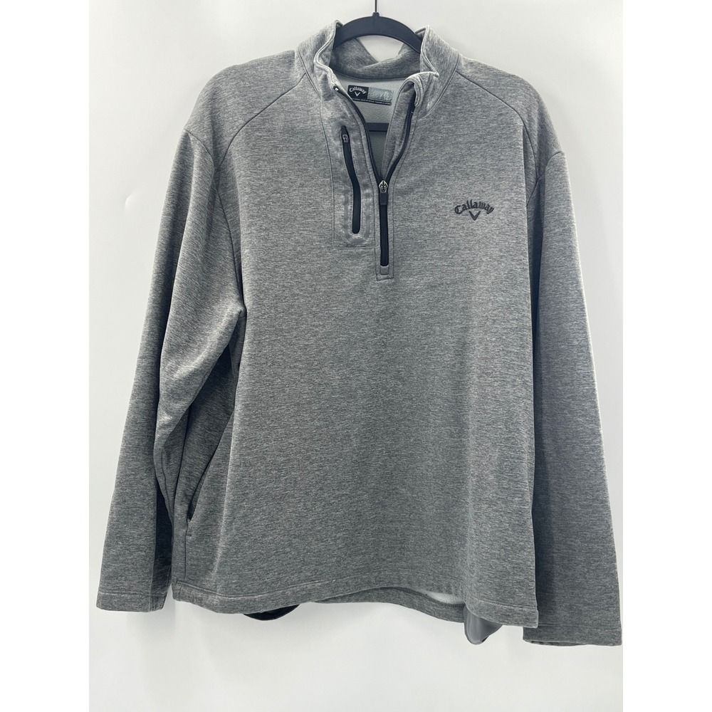 Callaway‎ Mens XL Gray Heather Quarter Zip Pullover Fleece Lined Golf Sweater